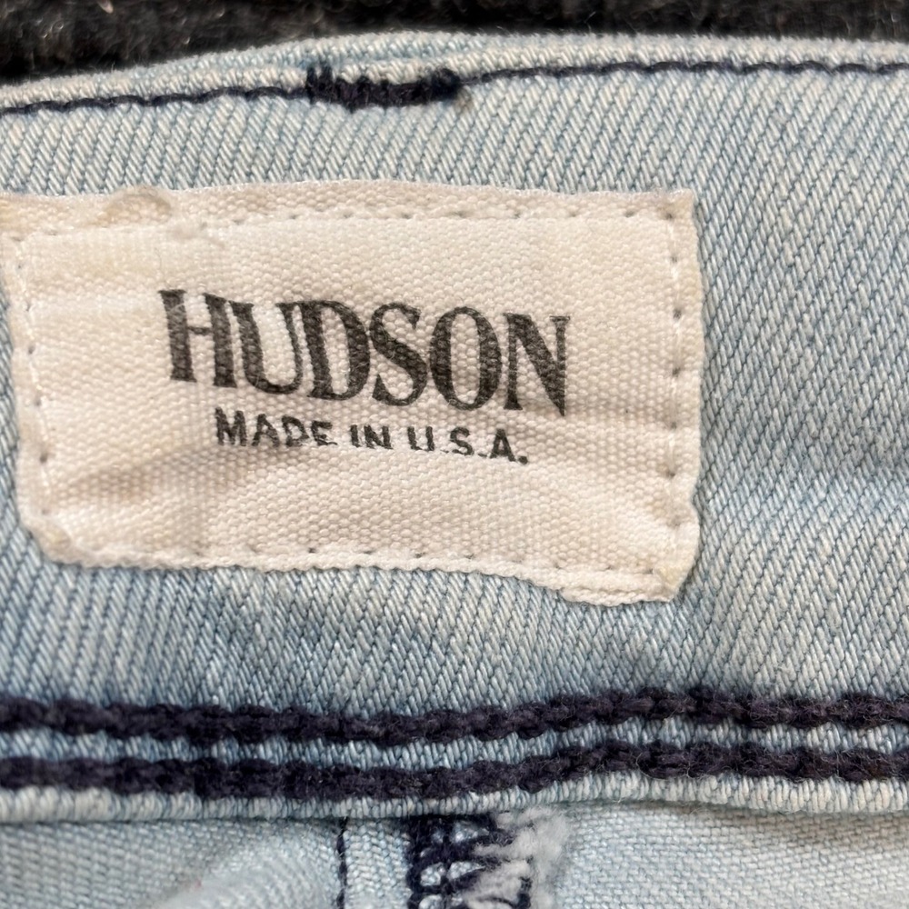 Hudson Womens Skinny Jeans Light Wash Distressed Blue Denim Made in USA Size 27 - Picture 5 of 13